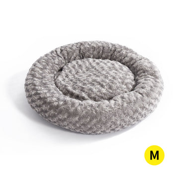 Pet Bed Dog Cat Nest Calming Donut Mat Soft Plush Kennel Cave Deep Sleeping M PaWz